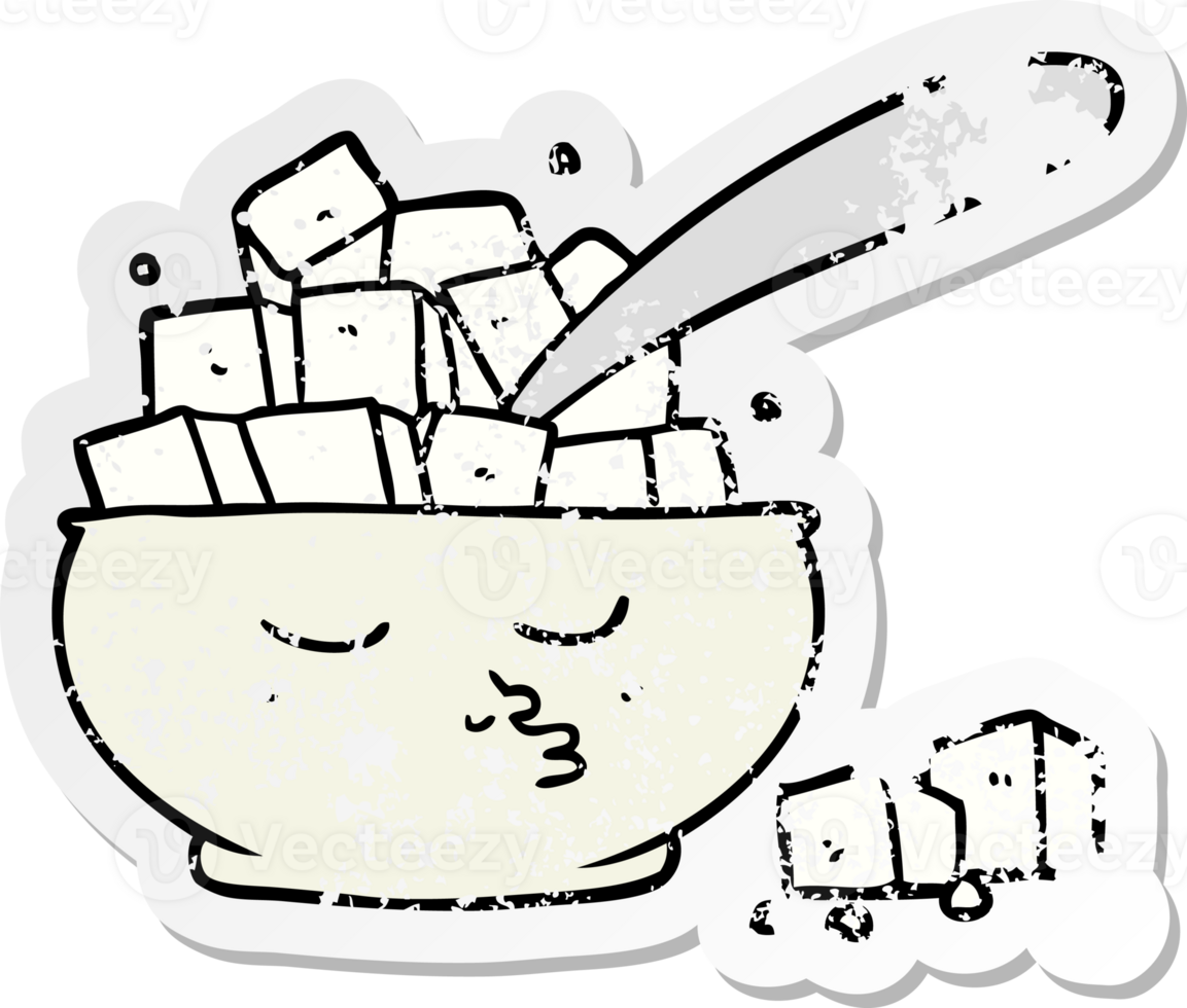 distressed sticker of a cartoon sugar bowl png