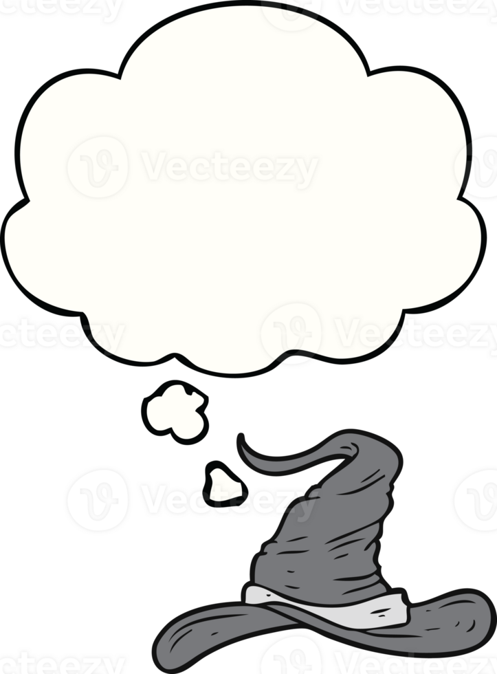 cartoon wizards hat with thought bubble png