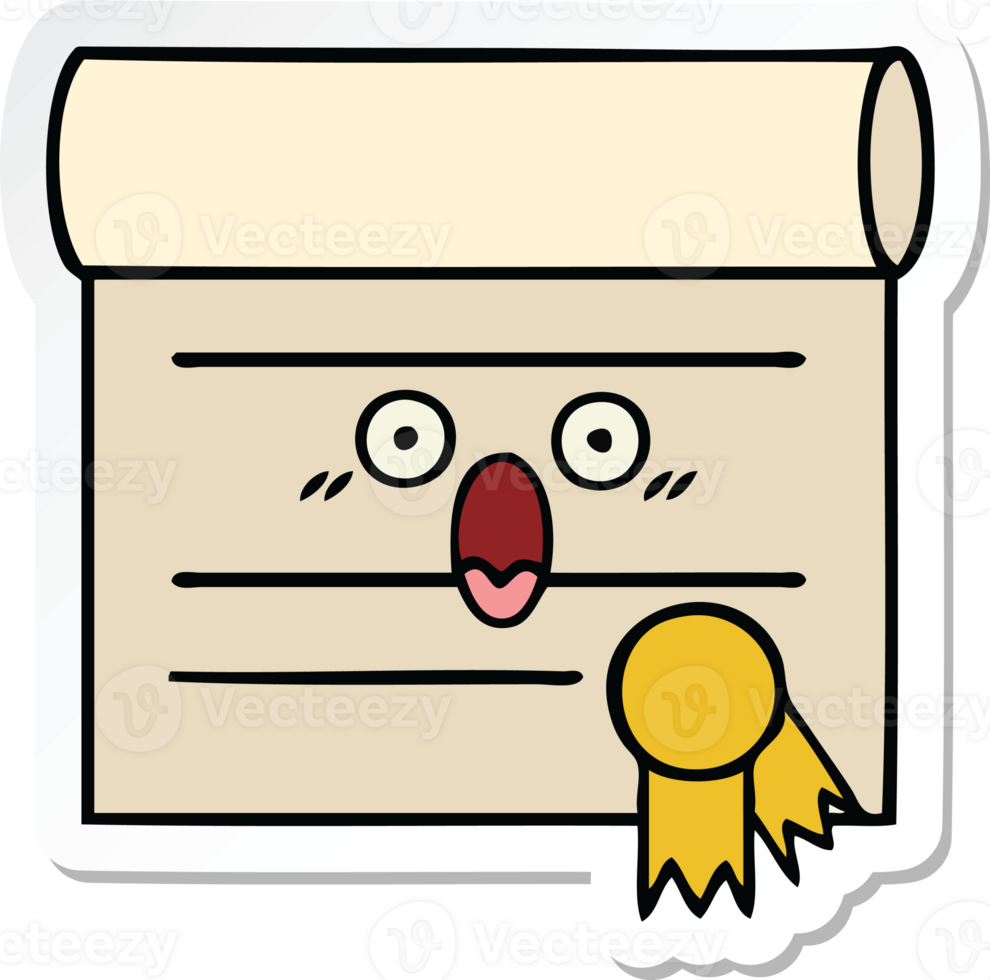 sticker of a cute cartoon certificate png