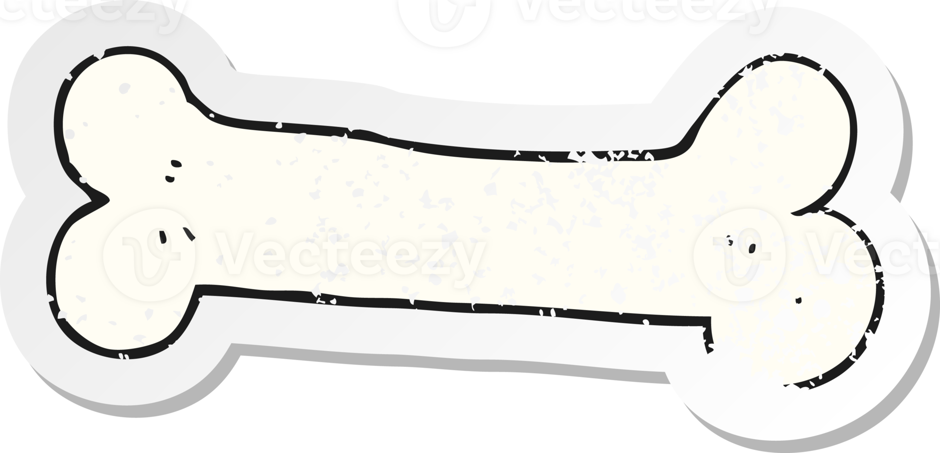 retro distressed sticker of a cartoon bone png