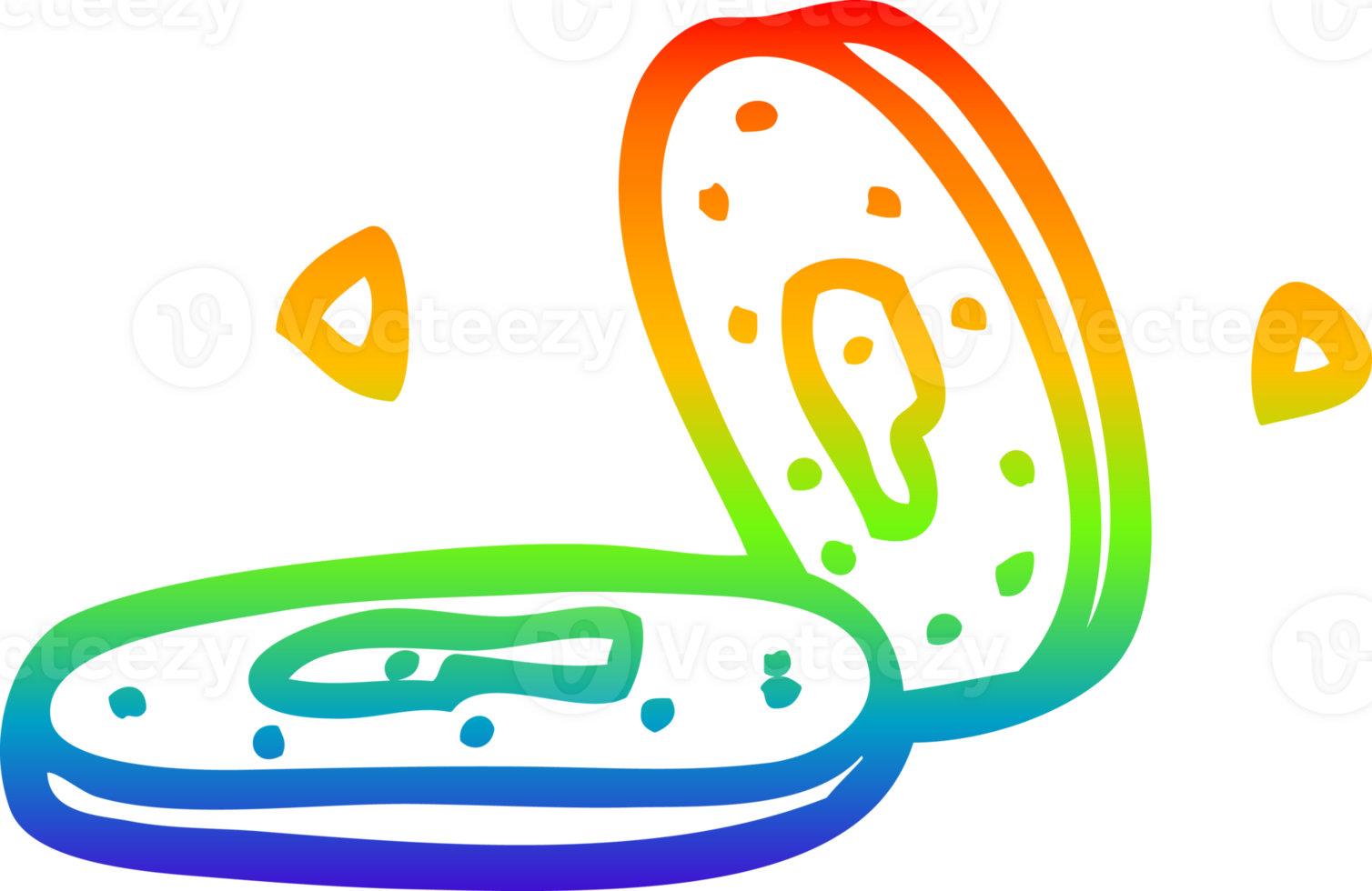 rainbow gradient line drawing of a cartoon money coins png