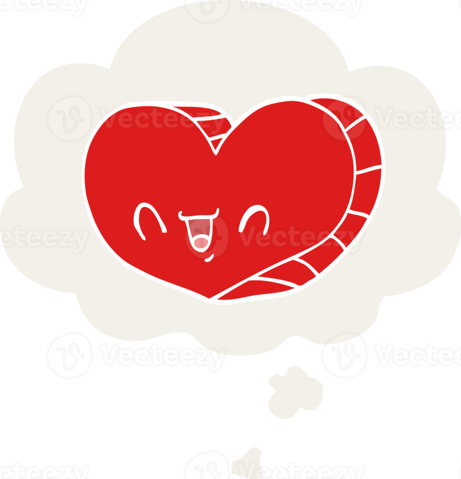 tecknad serie kärlek hjärta med trodde bubbla i retro stil png