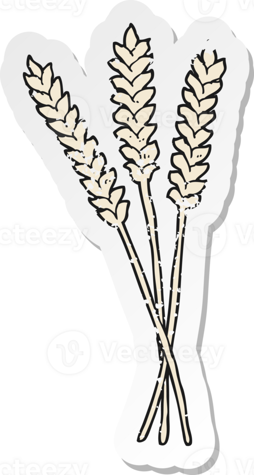 retro distressed sticker of a cartoon wheat png