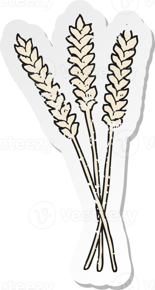 retro bedrövad klistermärke av en tecknad serie vete png