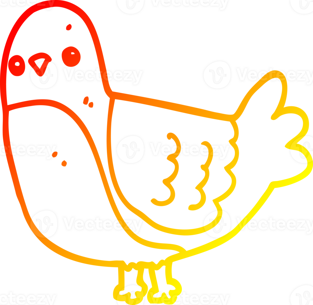 warm gradient line drawing of a cartoon bird png
