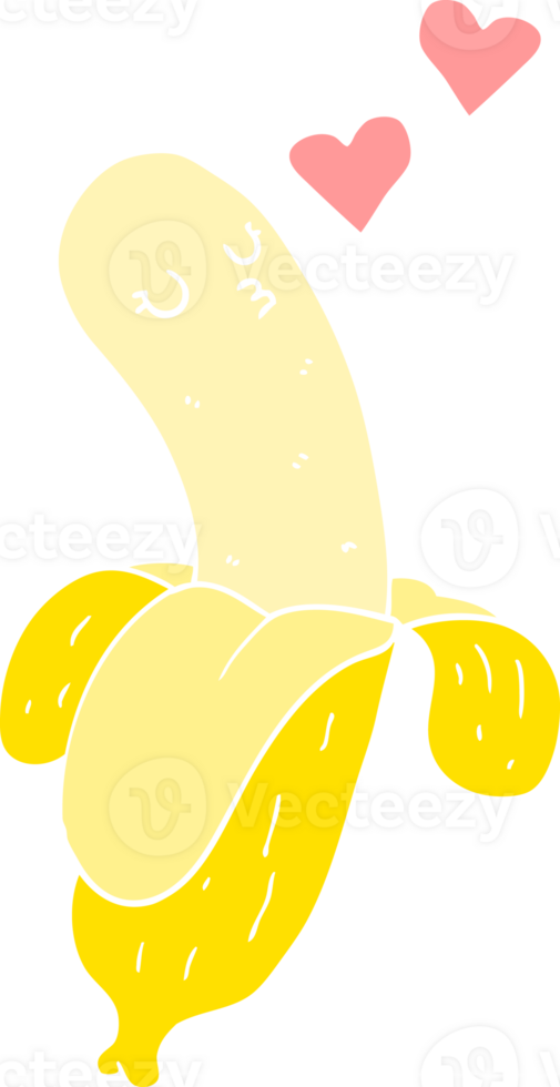 flat color style cartoon banana in love png