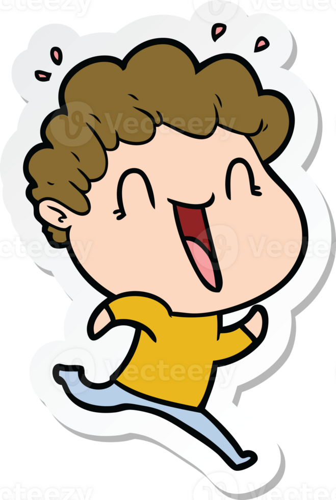 sticker of a cartoon happy man png