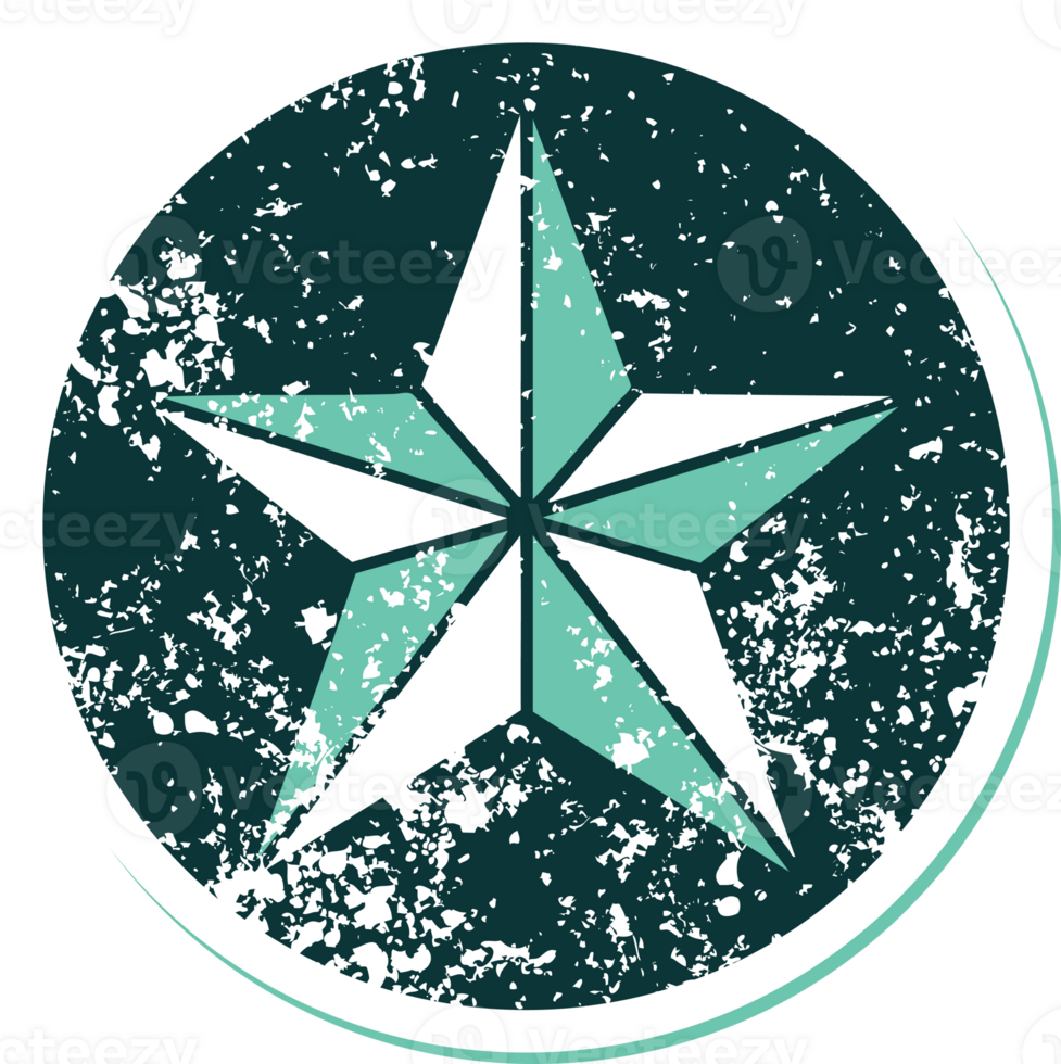 iconic distressed sticker tattoo style image of a star png