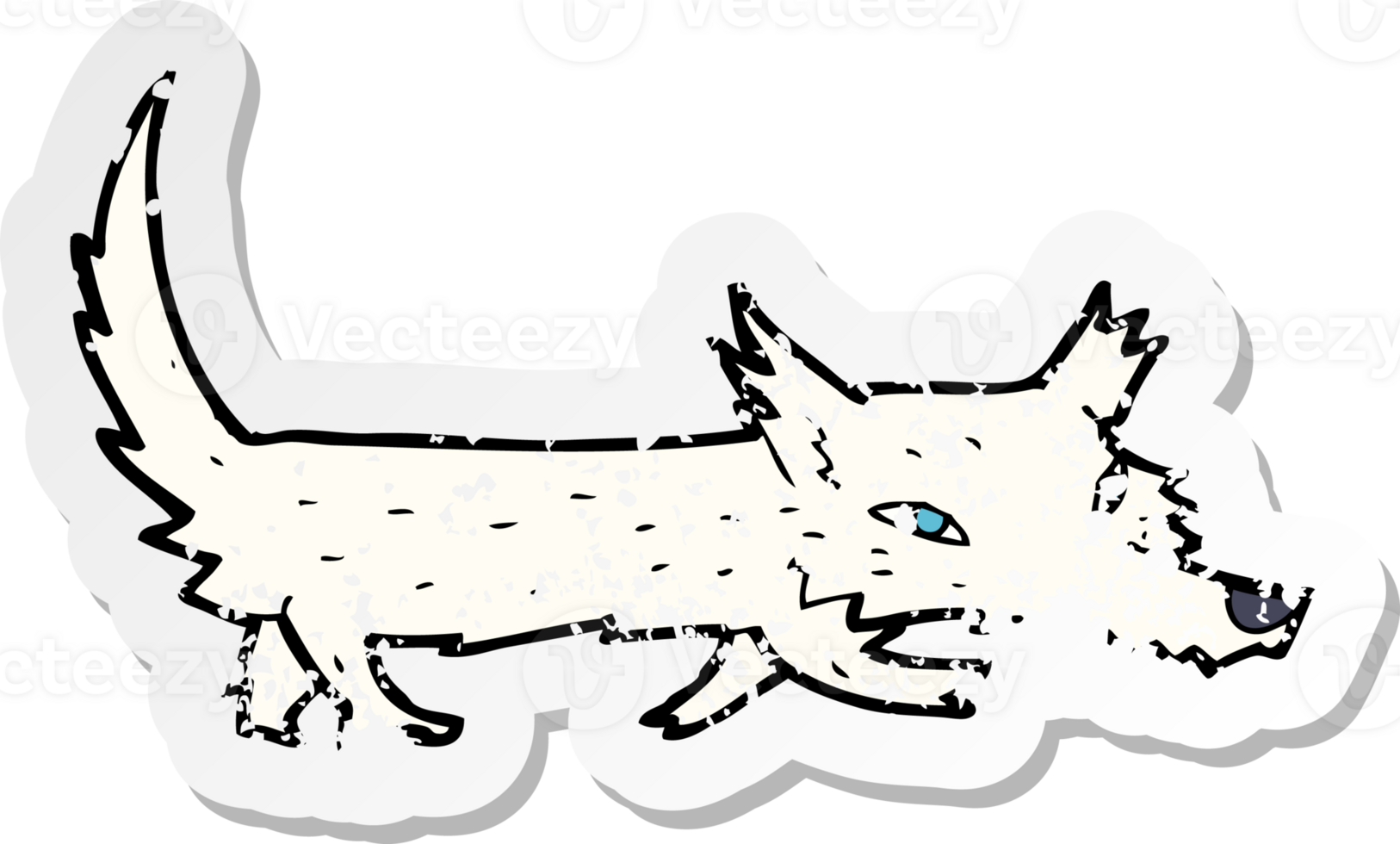 retro distressed sticker of a cartoon little wolf png