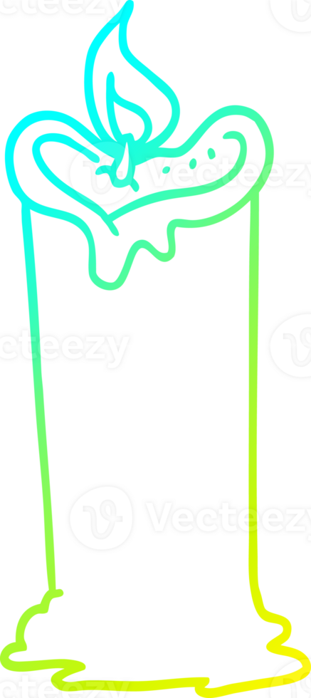 cold gradient line drawing of a cartoon candle png