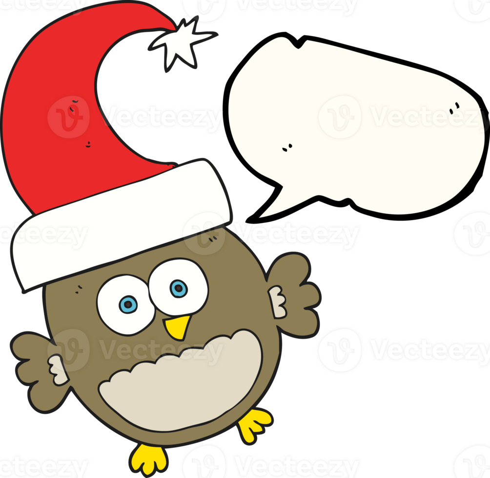 hand drawn speech bubble cartoon little christmas owl png