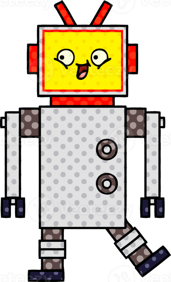 comic book style cartoon of a robot png