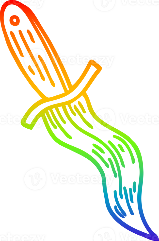 rainbow gradient line drawing of a cartoon tattoo dagger symbol png