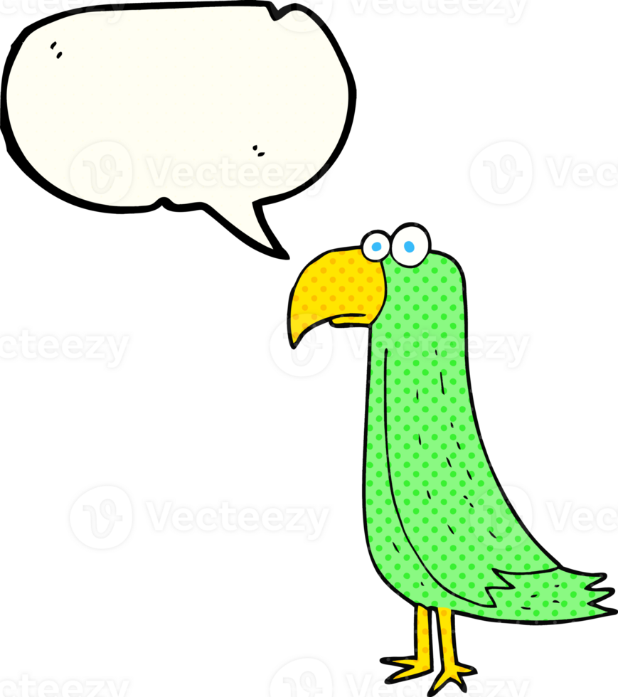 hand drawn comic book speech bubble cartoon parrot png
