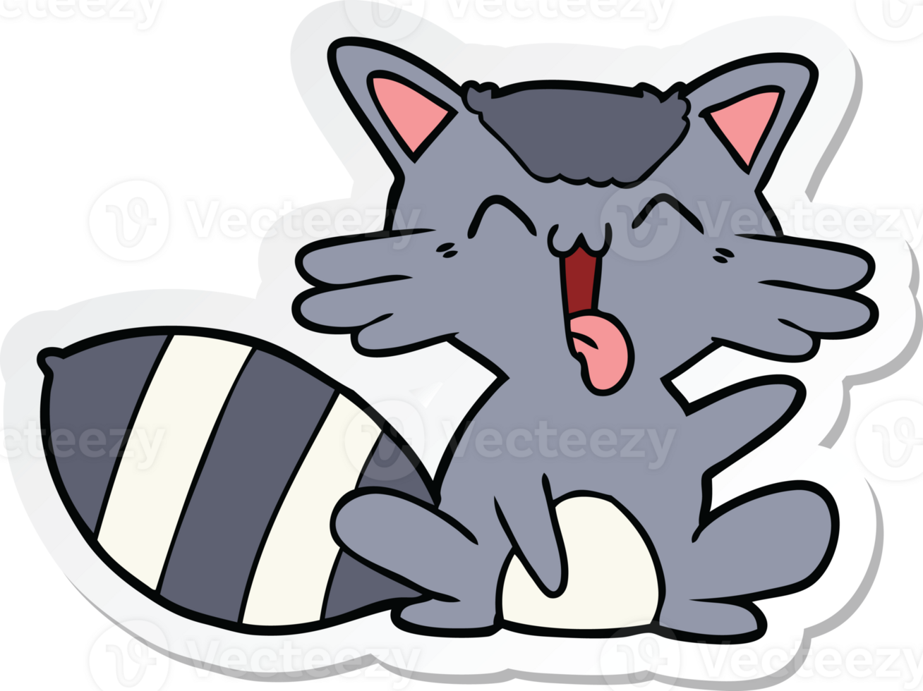 sticker of a cute cartoon raccoon png