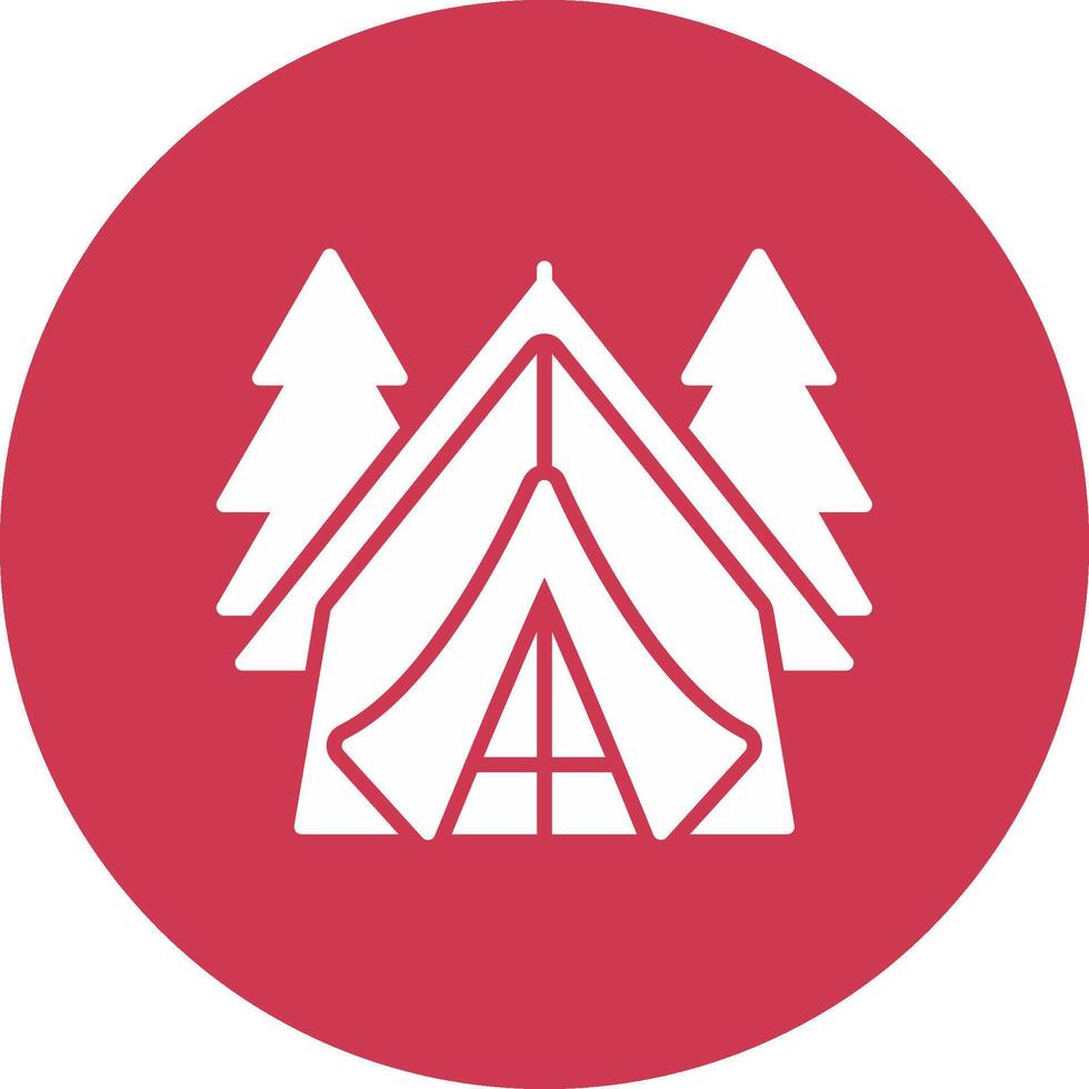 Tent Glyph Multi Circle Icon vector