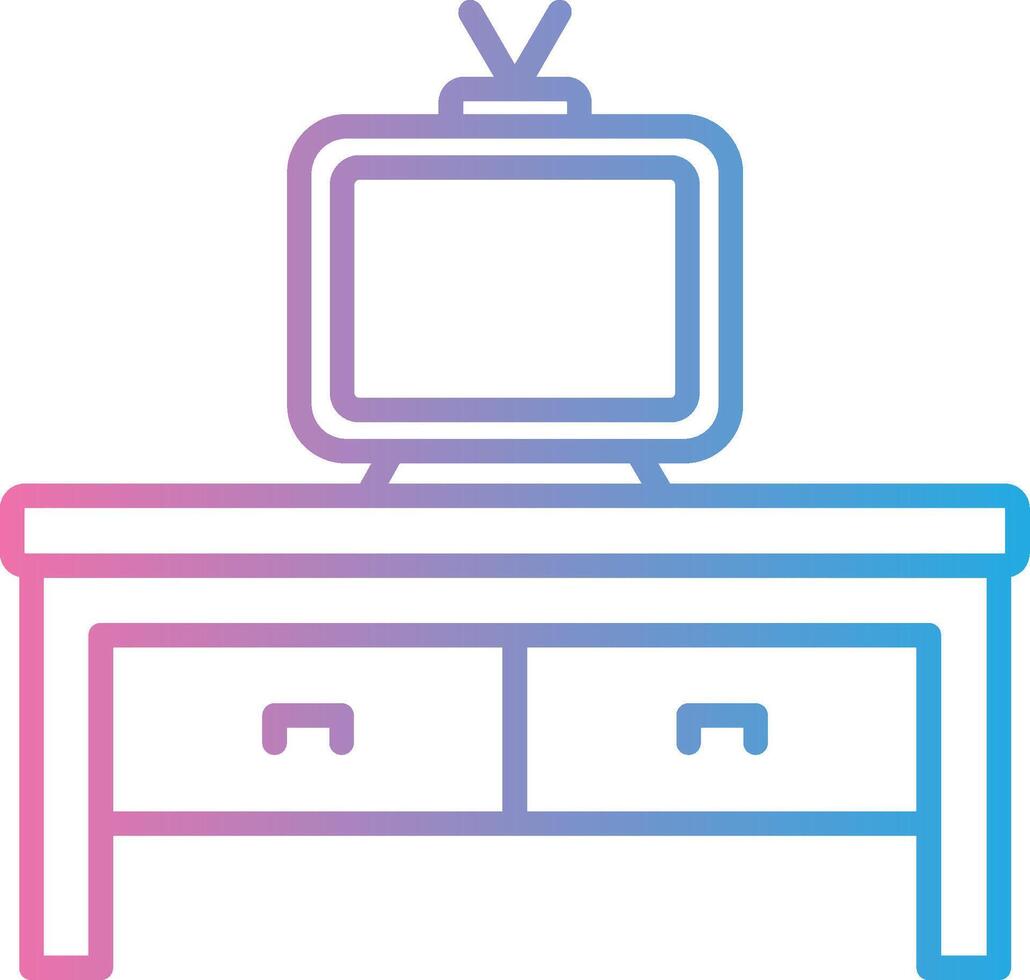 Tv Table Line Gradient Icon Design vector