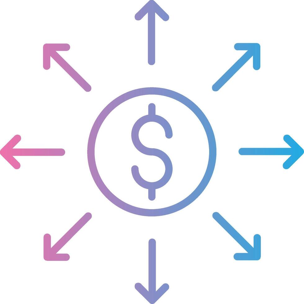 Dollar Network Line Gradient Icon Design vector