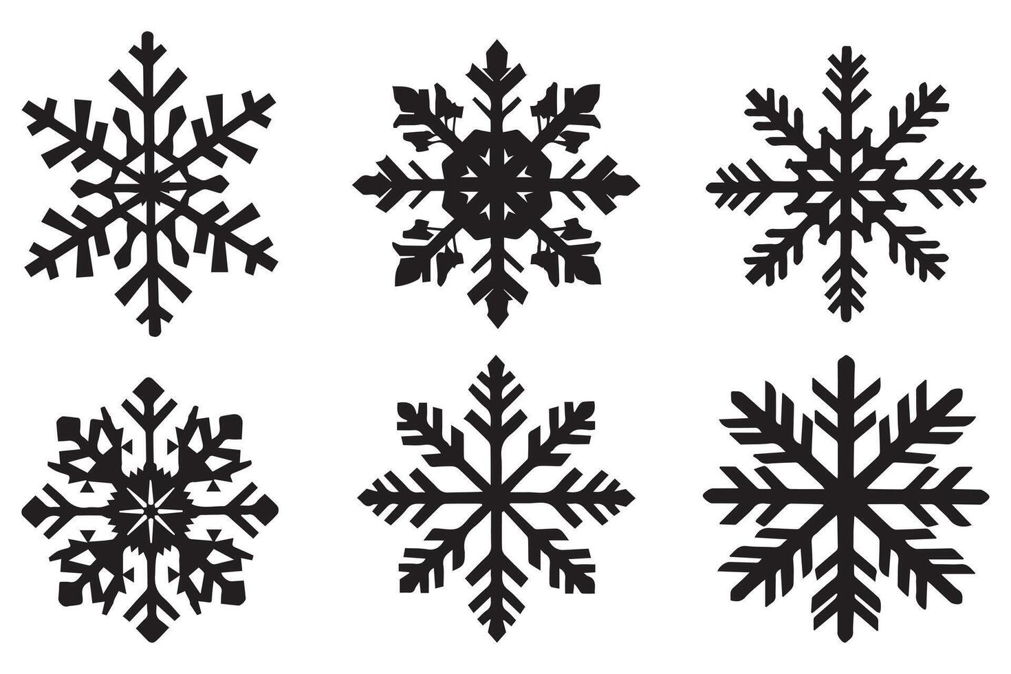 snowflake winter black silhouette vector