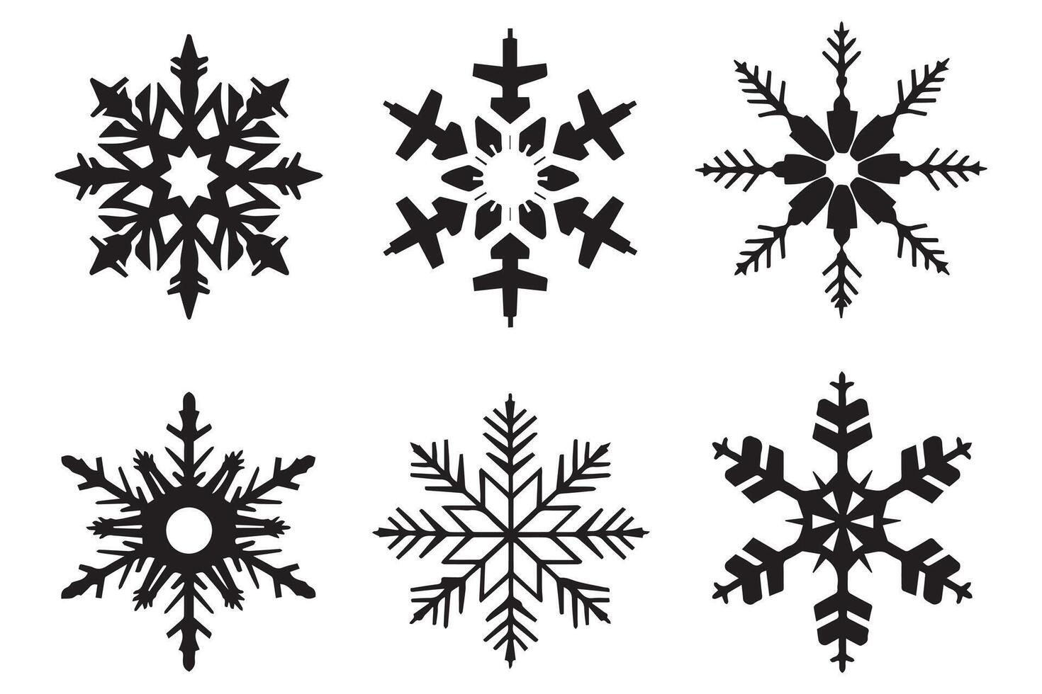 snowflake winter black silhouette vector