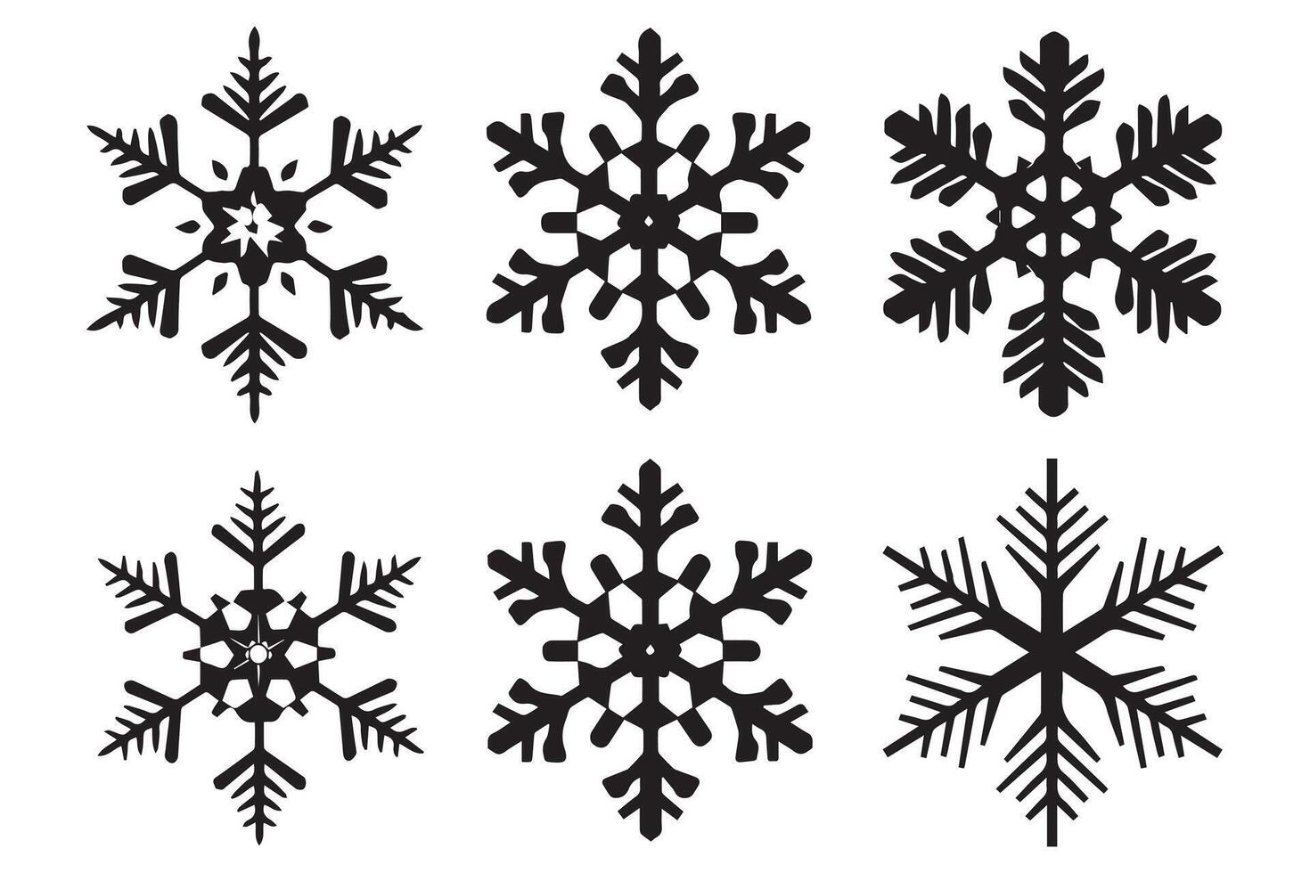 copo de nieve invierno negro silueta vector