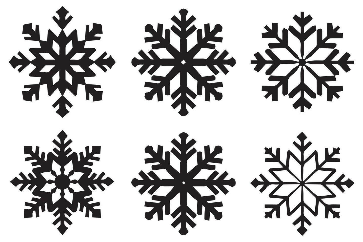 copo de nieve invierno negro silueta en blanco antecedentes vector