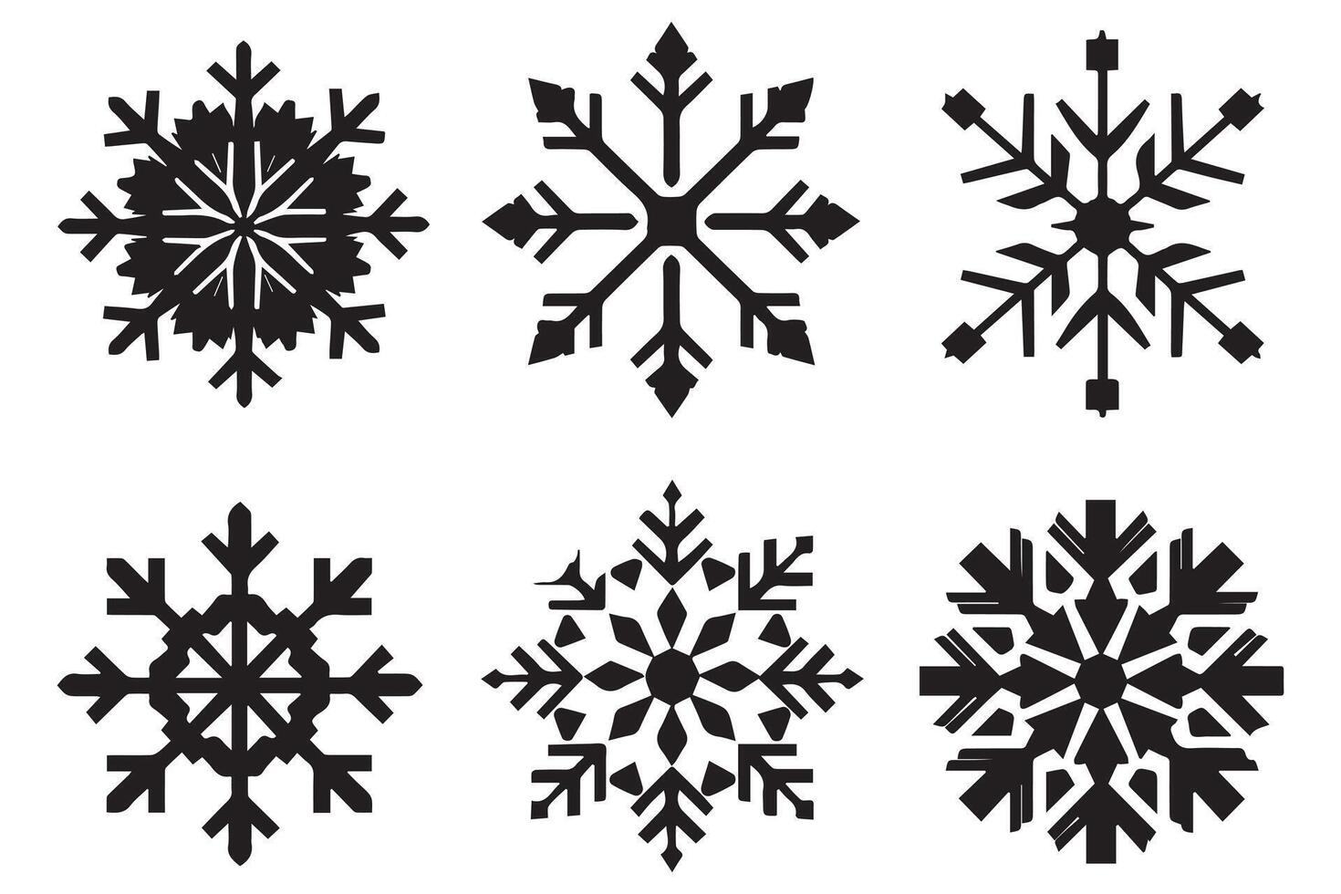 copo de nieve invierno negro silueta en blanco antecedentes vector