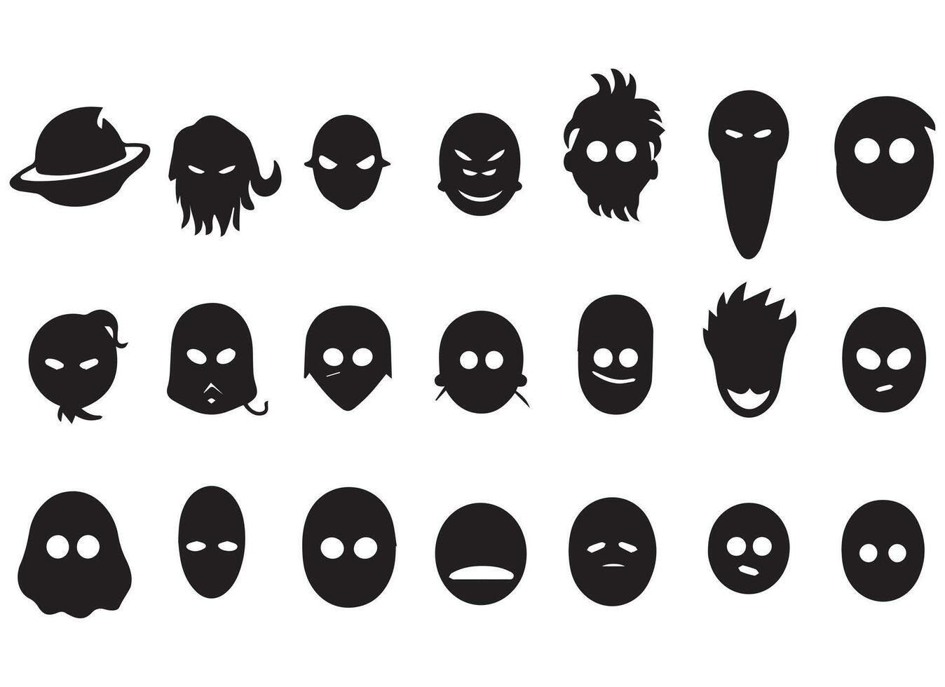 negro silueta gracioso cara gesto emoji gratis vector