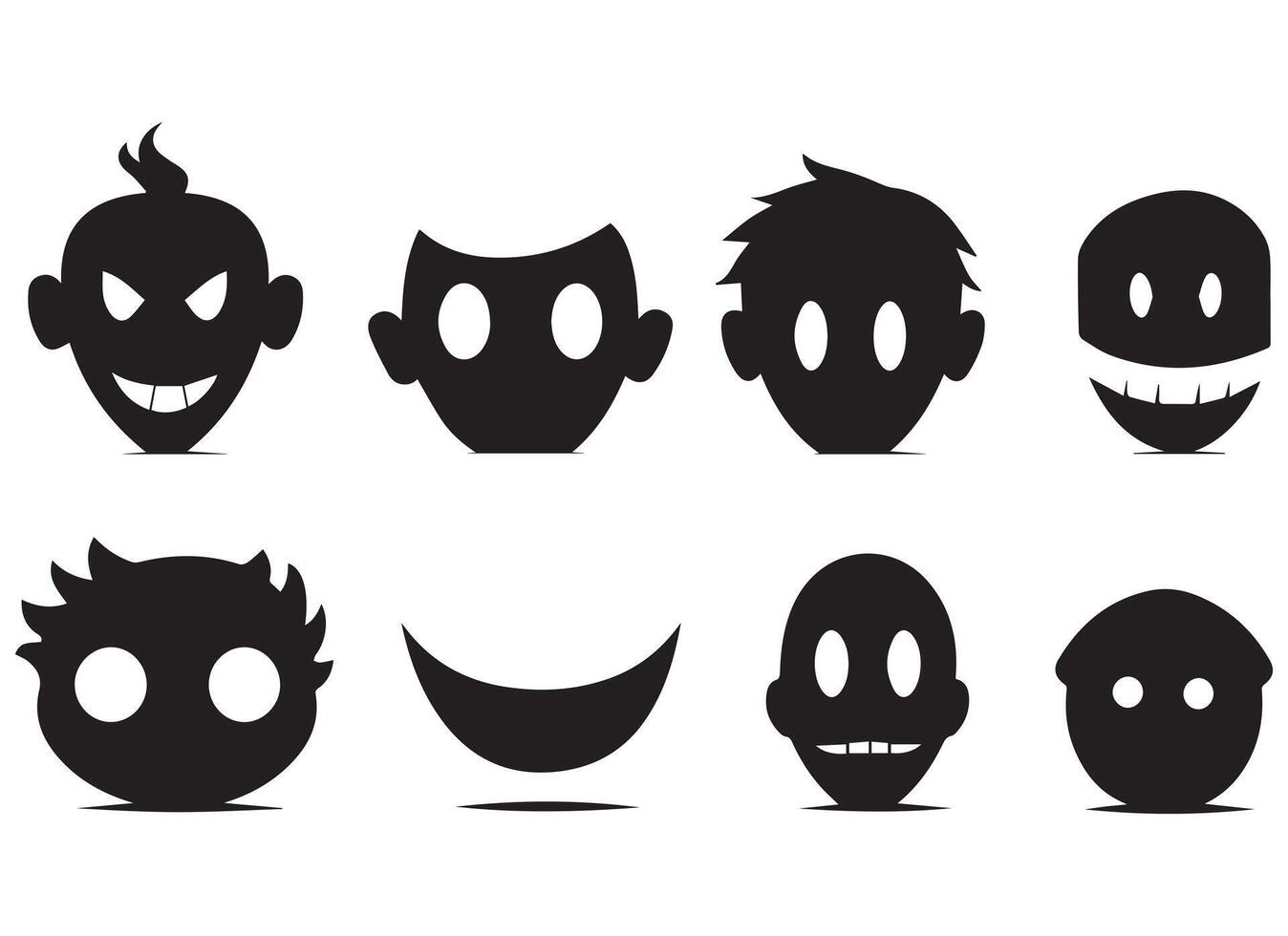 black silhouette funny face gesture emoji free vector