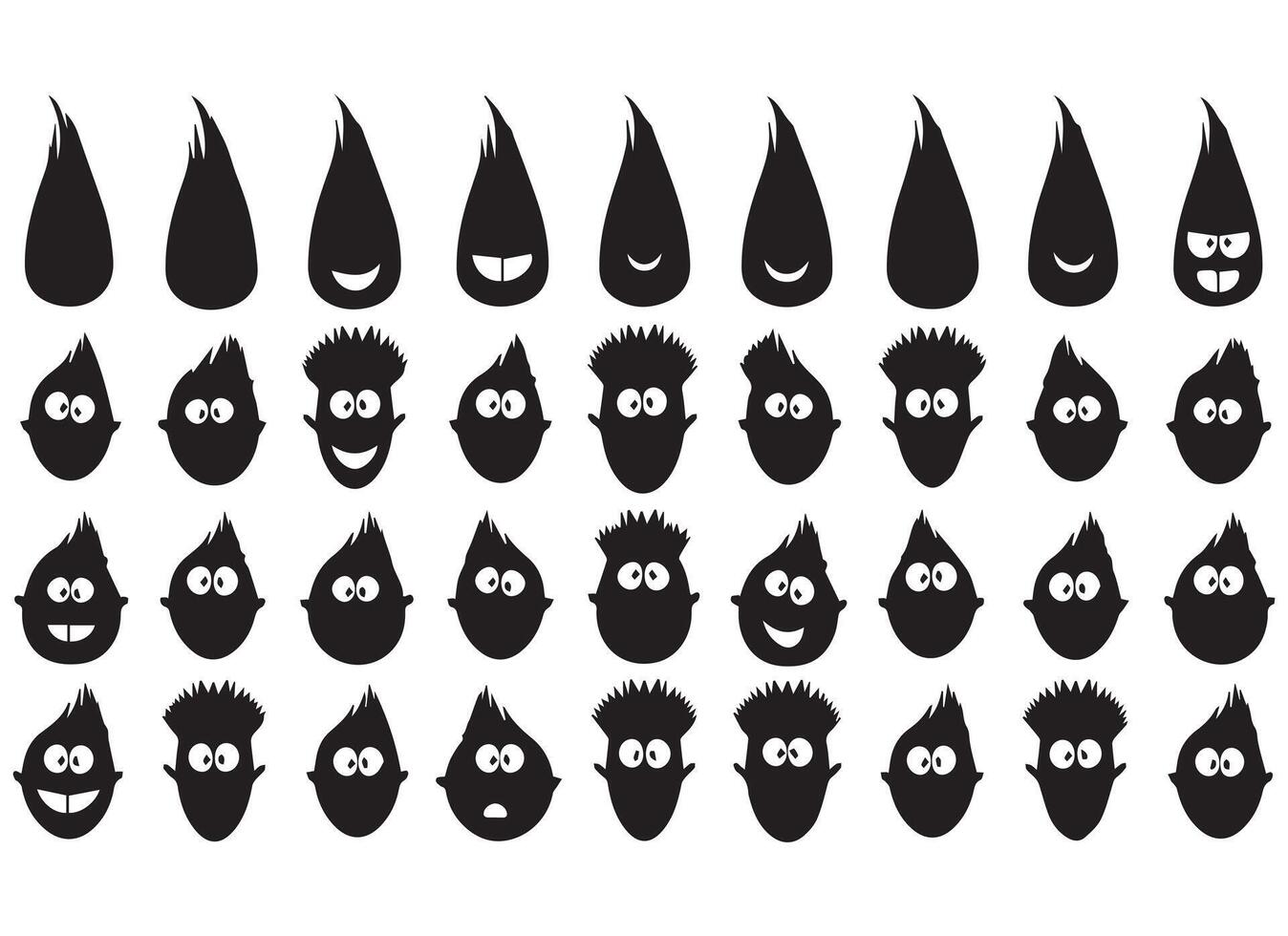 black silhouette funny face gesture emoji free vector