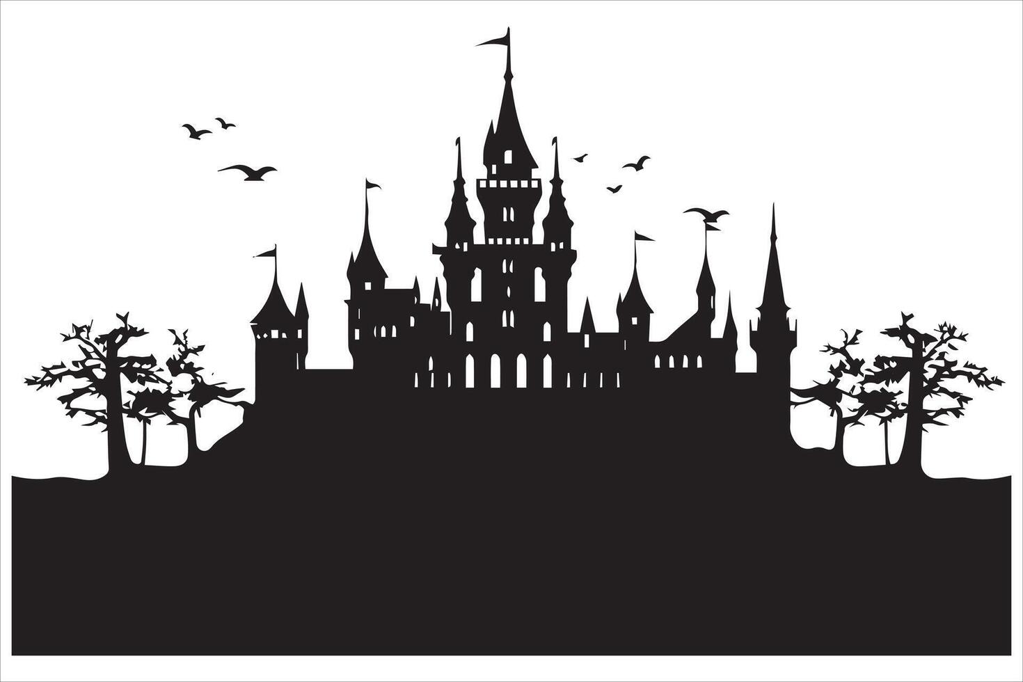 Halloween witch house silhouette design pro vector