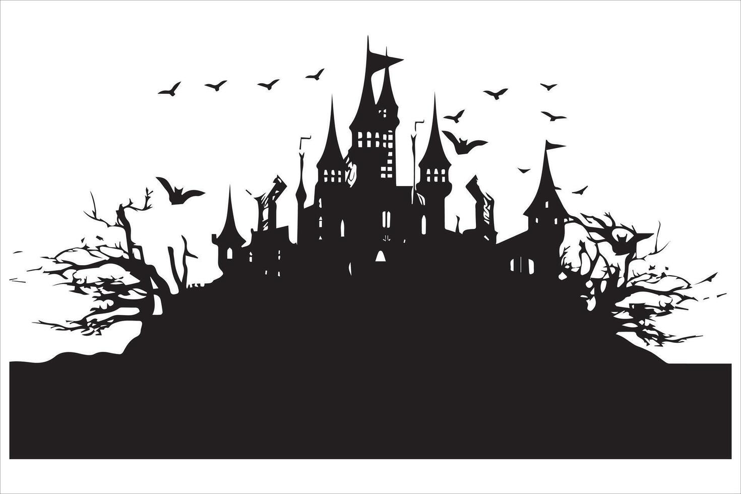 Halloween witch house silhouette design free vector