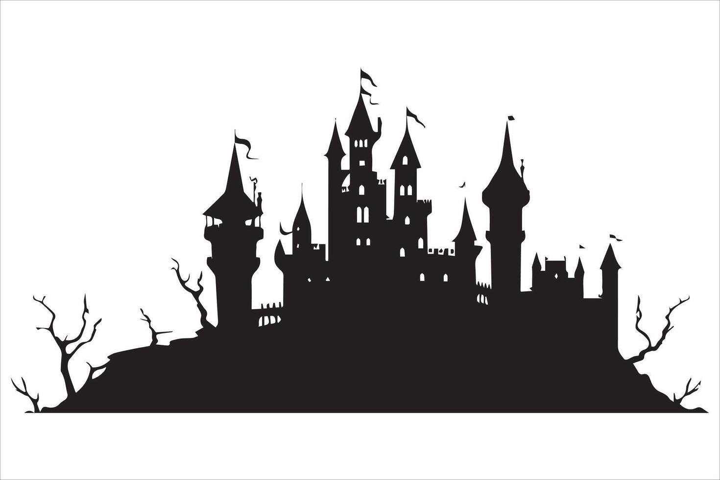 Halloween witch house silhouette design pro vector
