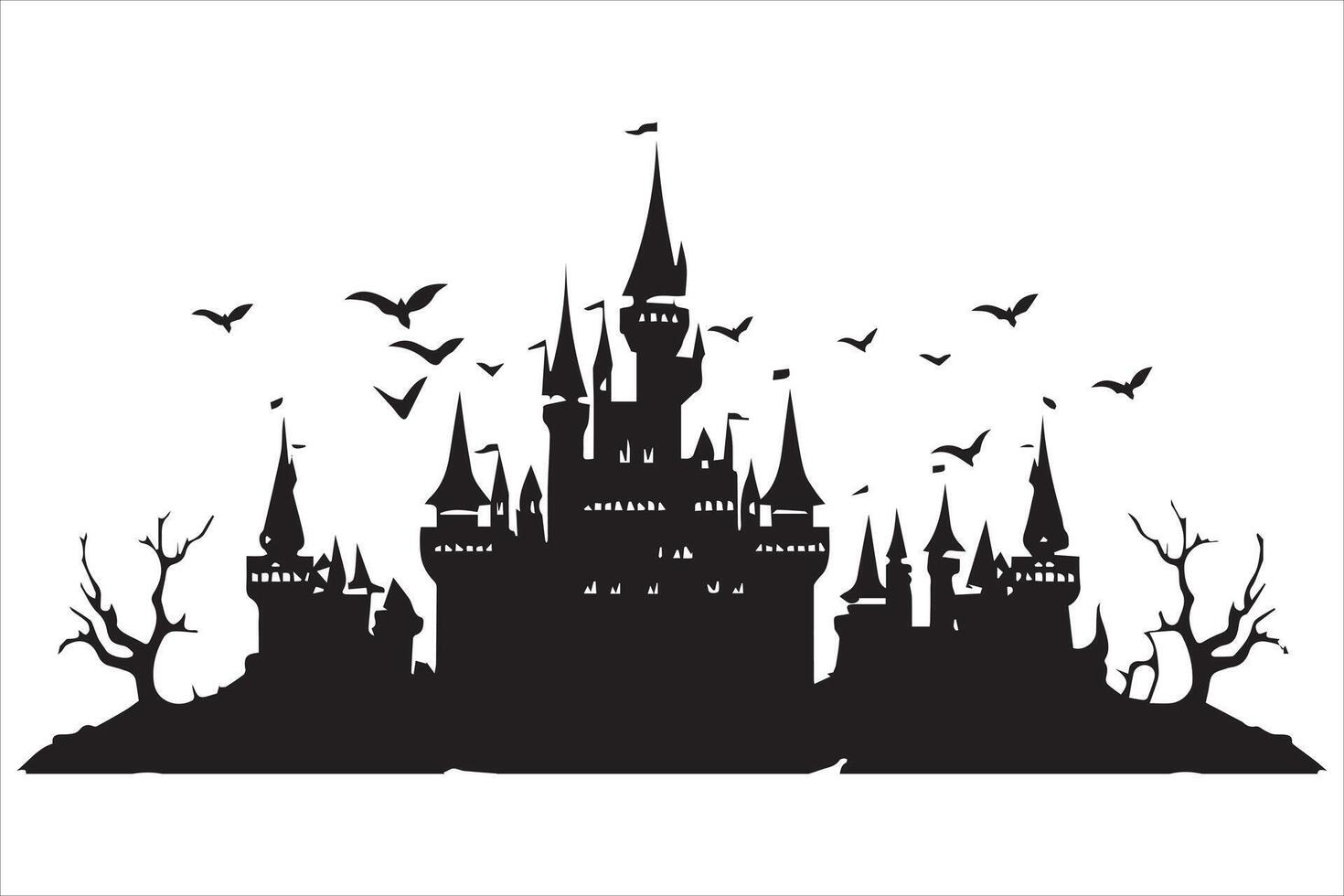 Halloween witch house silhouette pro vector