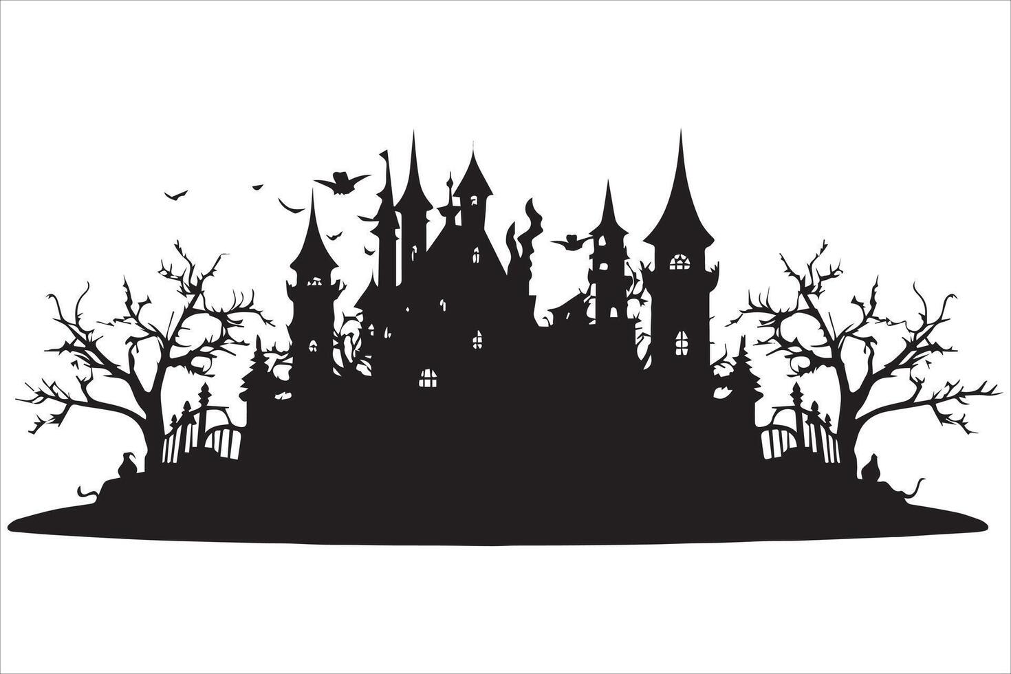 Halloween witch house silhouette free vector