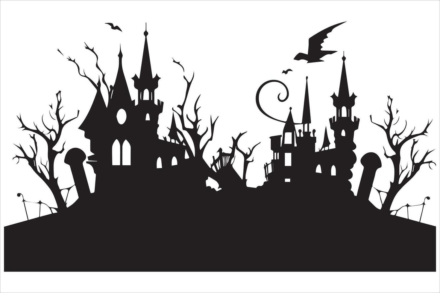 Halloween witch house silhouette free vector