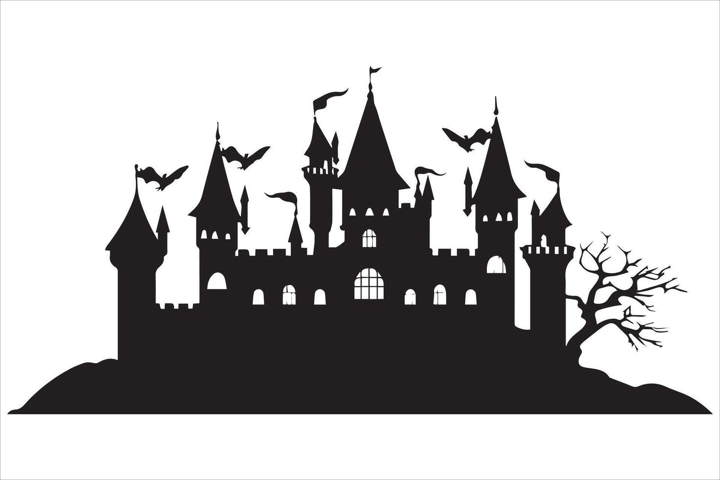 Halloween witch house silhouette pro vector