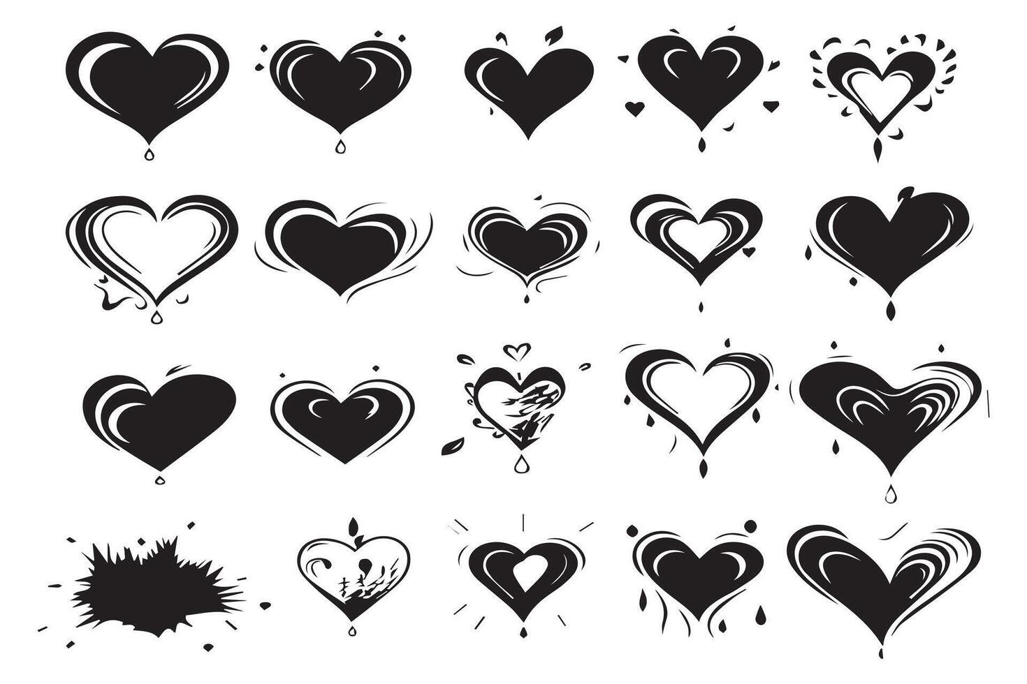 Hearts silhouette icon bundle collection pro vector