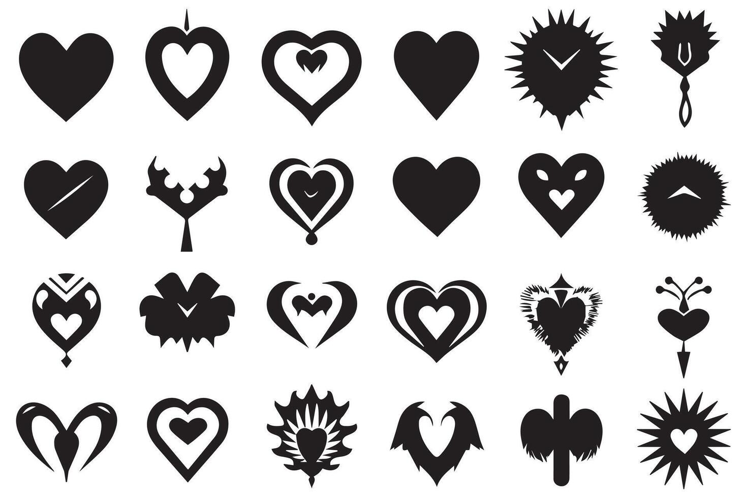 Hearts silhouette icon bundle collection free vector