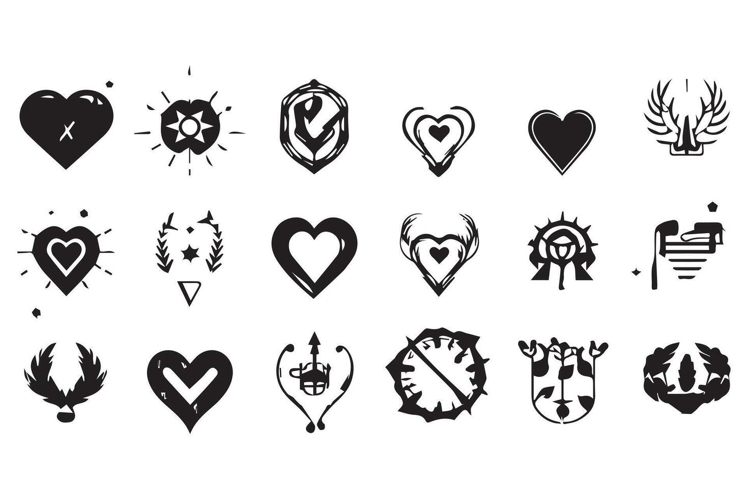 bundle of hearts love set icons silhouette illustration design free vector