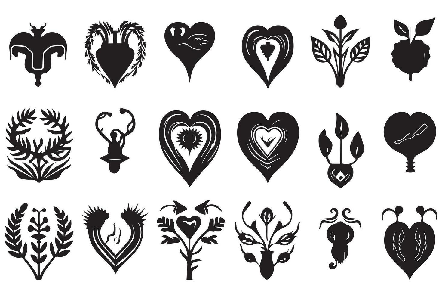 Hearts silhouette icon bundle collection free vector