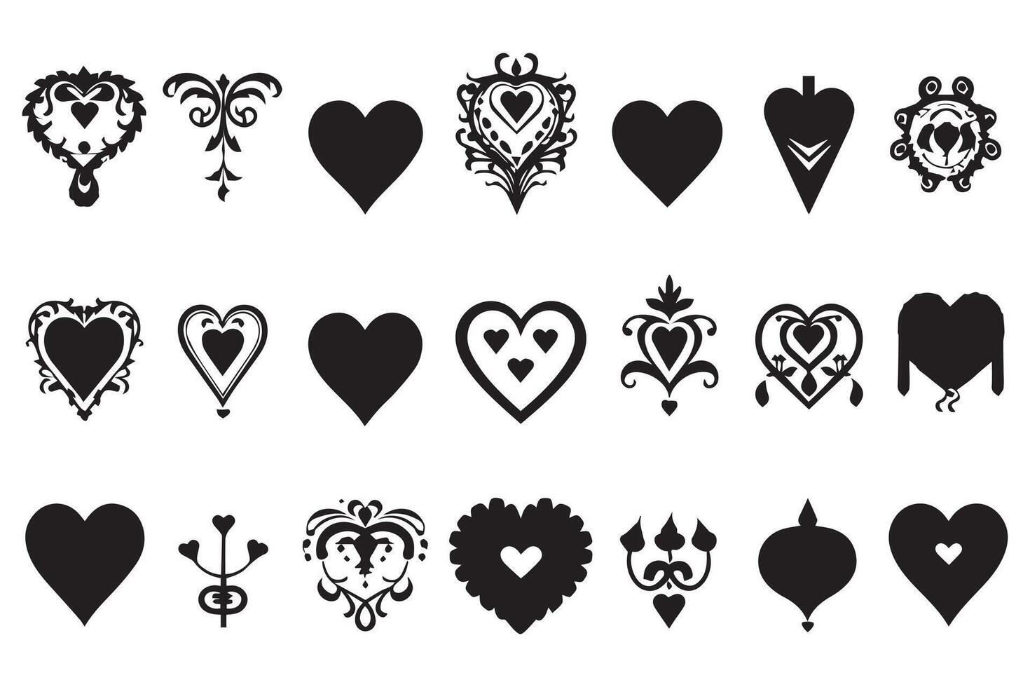 bundle of hearts love set icons silhouette illustration design free vector