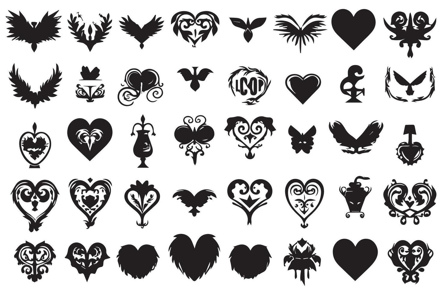 haz de corazones amor conjunto íconos silueta ilustración diseño Pro vector