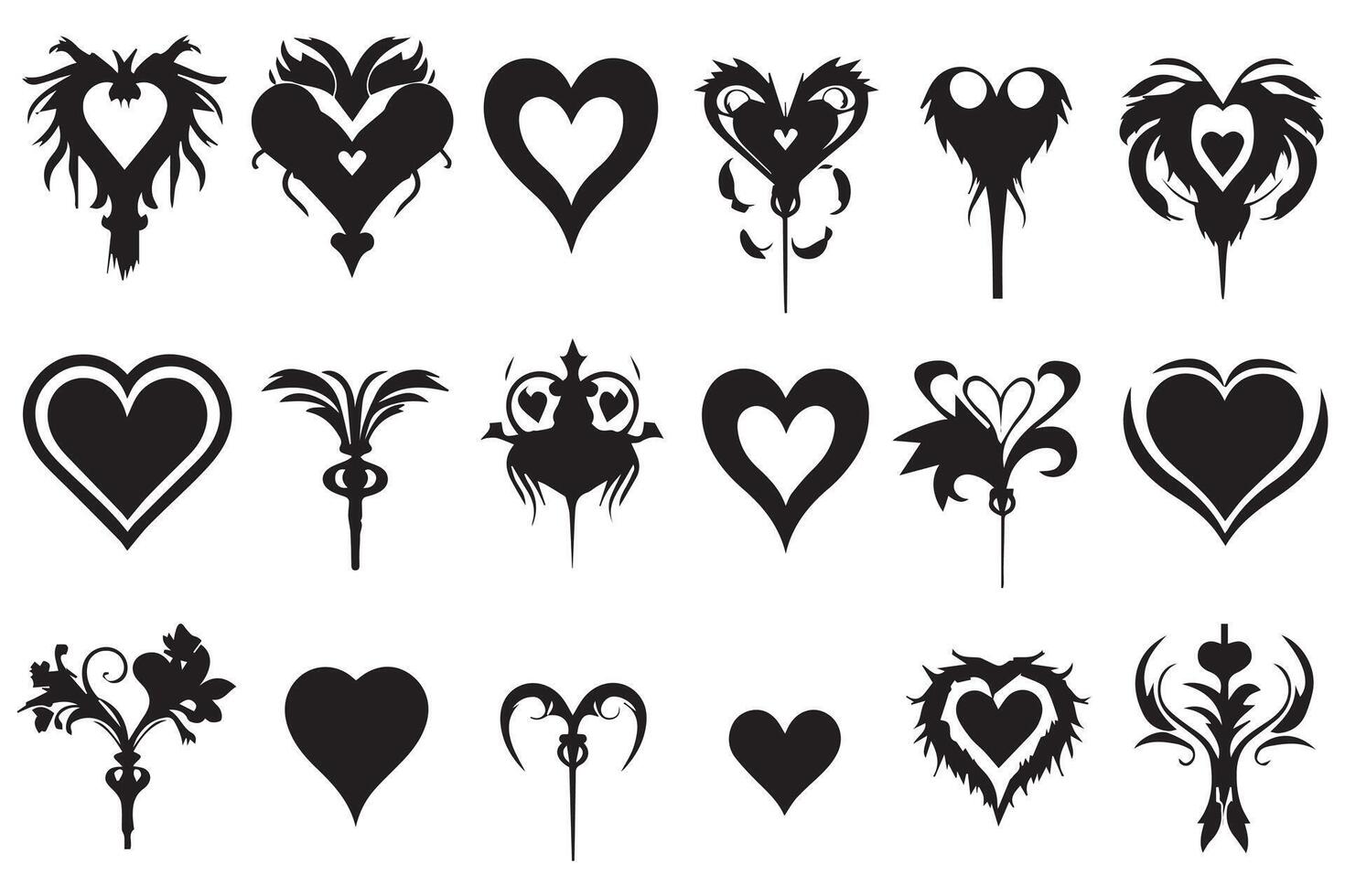 love silhouette design bundle set free vector