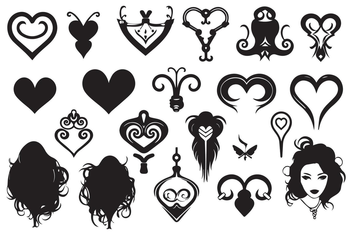 love silhouette design bundle set free vector