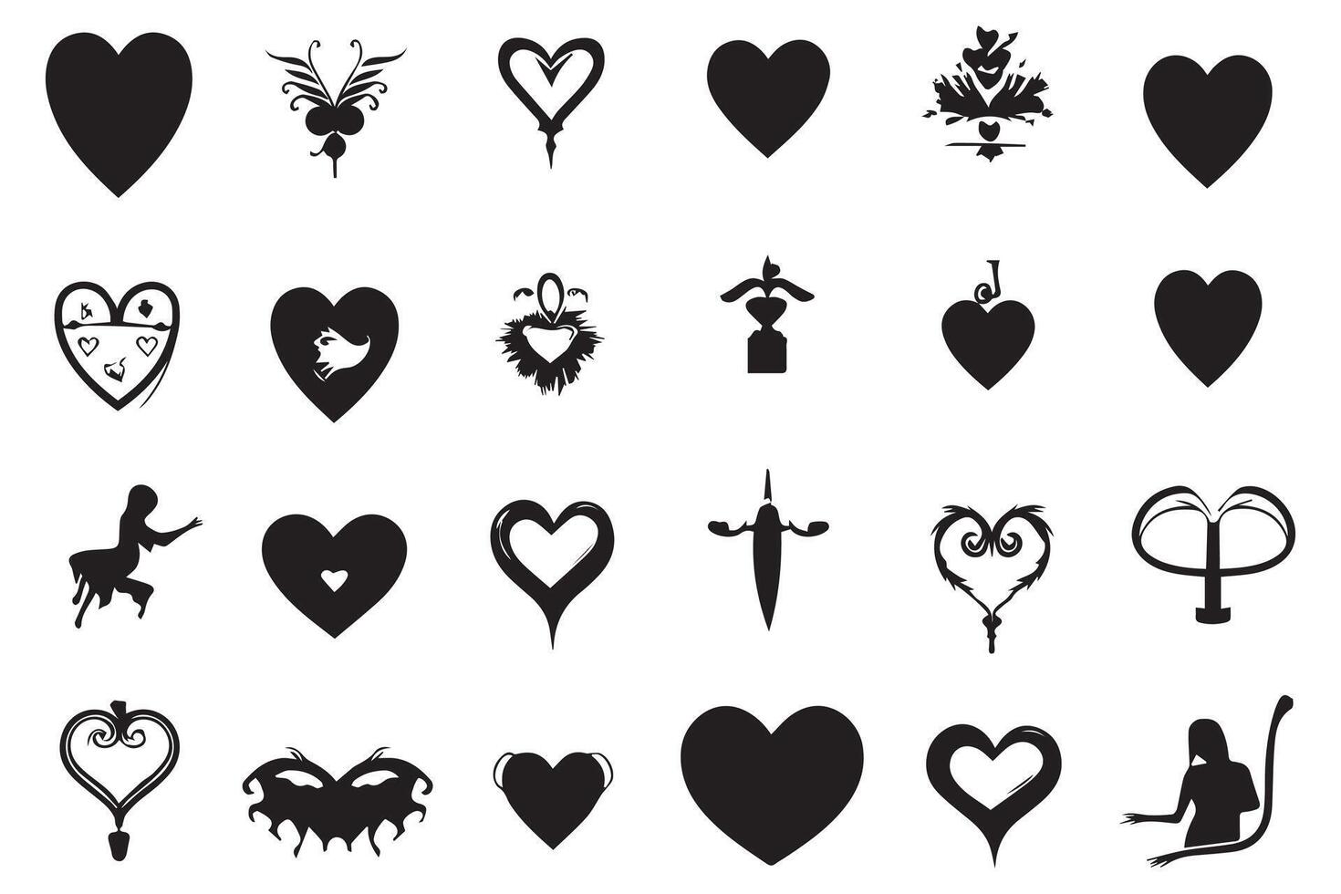 love silhouette design bundle set free vector
