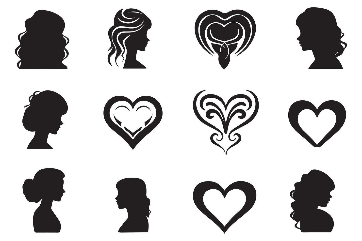 love silhouette design bundle set free vector