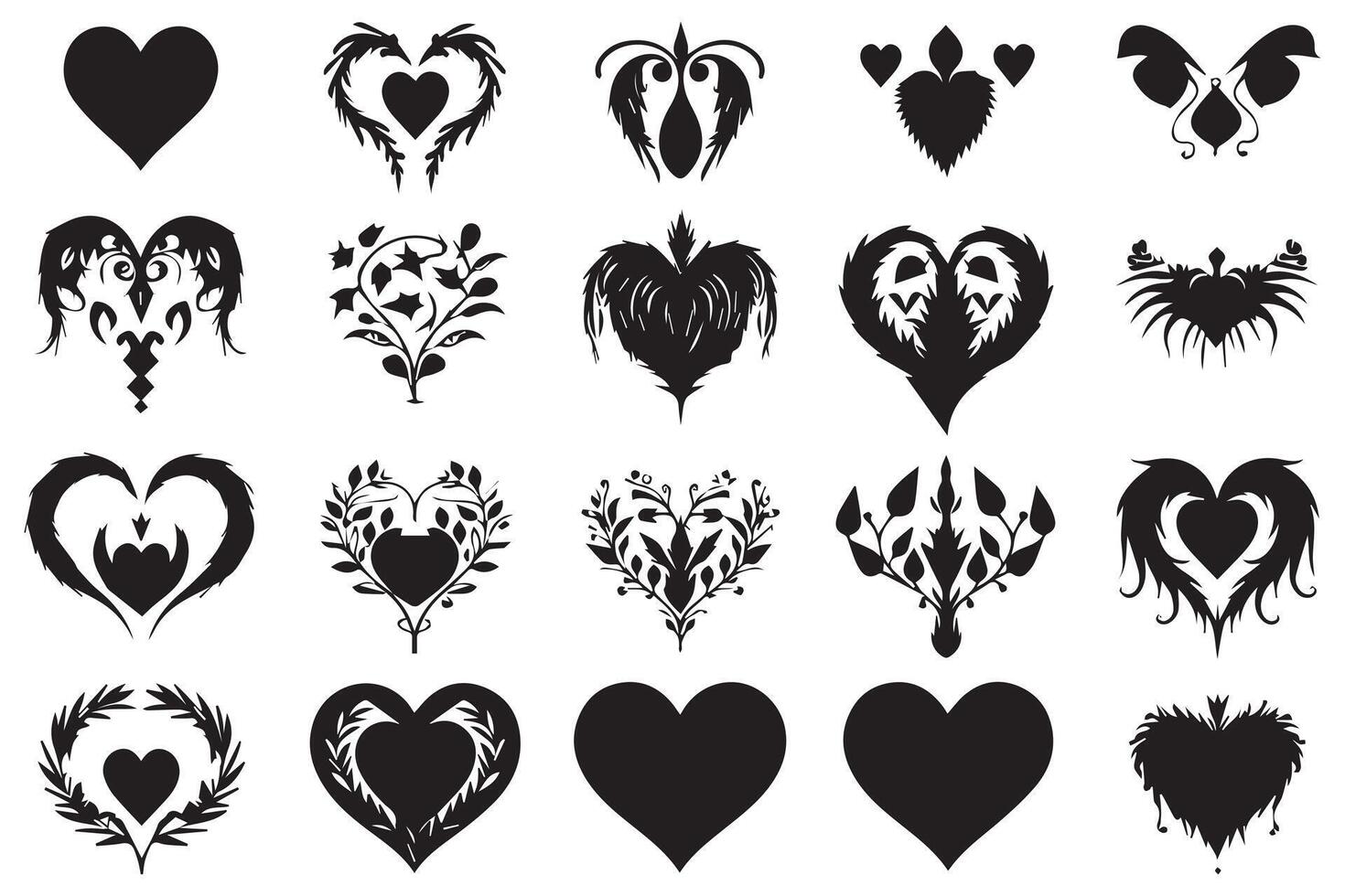 love silhouette design bundle set free vector