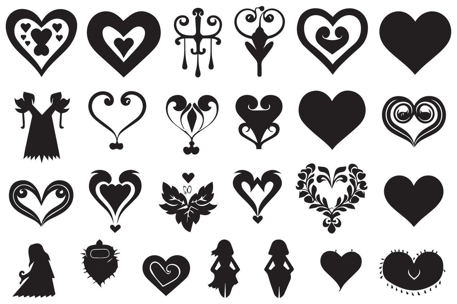corazones silueta icono haz colección Pro vector