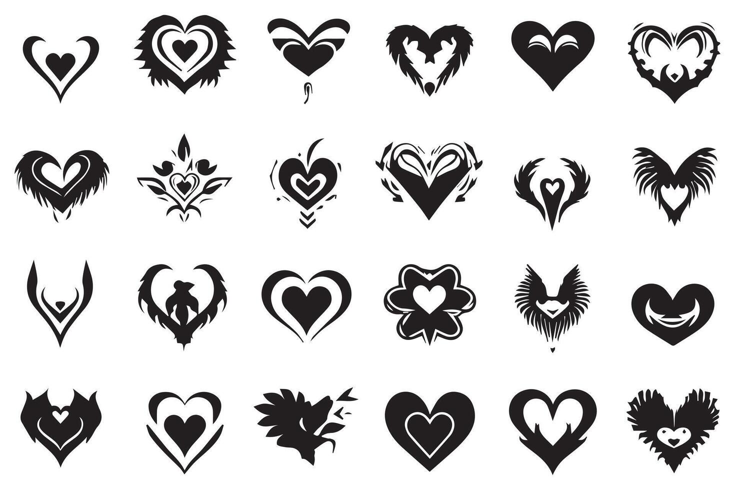 Hearts silhouette icon bundle collection pro vector